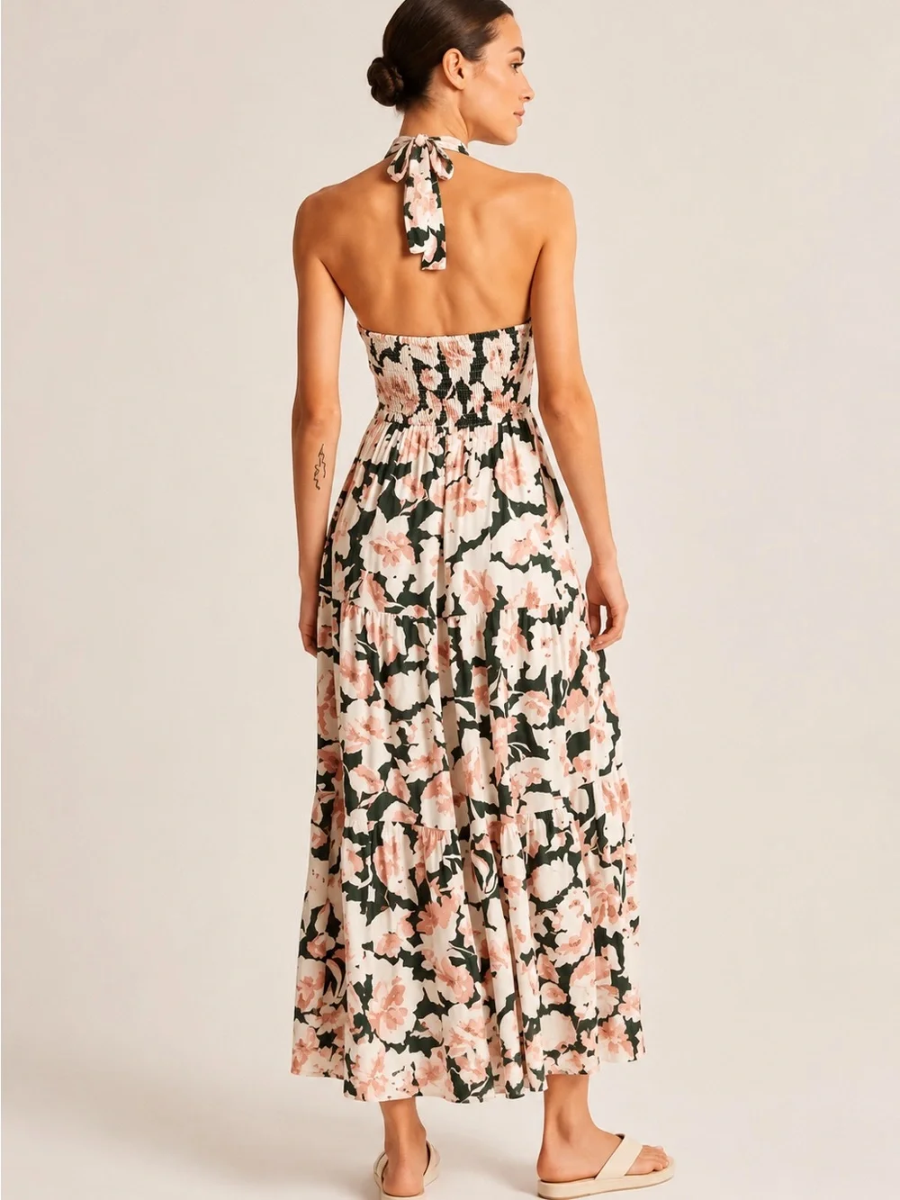 ABERCROMBIE | Knotted Floral Linen Blend Halter Maxi Dress, Size XS Petite